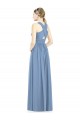 Usine Bleu poussiéreux Trapèze Col V Mousseline Longue Robes demoiselle d'honneur