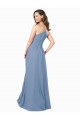 Usine Bleu poussiéreux Trapèze Col V Mousseline Longue Robes demoiselle d'honneur