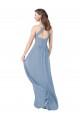 Usine Bleu poussiéreux Trapèze Licou Mousseline Longue Robes demoiselle d'honneur