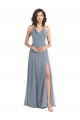 Usine Bleu poussiéreux Trapèze Licou Mousseline Longue Robes demoiselle d'honneur