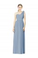 Usine Bleu poussiéreux Trapèze Mousseline Longue Robes demoiselle d'honneur