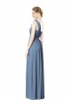 Usine Bleu poussiéreux Trapèze Mousseline Longue Robes demoiselle d'honneur