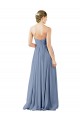 Usine Bleu poussiéreux Trapèze Mousseline Longue Robes demoiselle d'honneur
