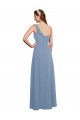 Usine Bleu poussiéreux Trapèze Mousseline Longue Robes demoiselle d'honneur
