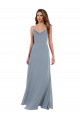 Usine Bleu poussiéreux Trapèze Mousseline Longue Robes demoiselle d'honneur