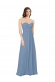 Usine Bleu poussiéreux Trapèze Mousseline Longue Robes demoiselle d'honneur