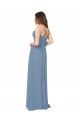 Usine Bleu poussiéreux Trapèze Mousseline Longue Robes demoiselle d'honneur