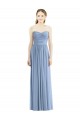 Usine Bleu poussiéreux Trapèze Sans bretelle Mousseline Longue Robes demoiselle d'honneur