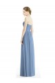 Usine Bleu poussiéreux Trapèze Sans bretelle Mousseline Longue Robes demoiselle d'honneur