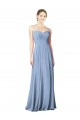 Usine Bleu poussiéreux Trapèze Sans bretelle Mousseline Longue Robes demoiselle d'honneur