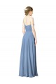 Usine Bleu poussiéreux Trapèze Sans bretelle Mousseline Longue Robes demoiselle d'honneur