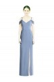 Usine Bleu poussiéreux Trapèze Épaule Dénudée Mousseline Longue Formelles Robes demoiselle d'honneur / Robes de soirée