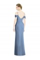 Usine Bleu poussiéreux Trapèze Épaule Dénudée Mousseline Longue Formelles Robes demoiselle d'honneur / Robes de soirée
