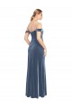 Usine Bleu poussiéreux Trapèze Épaule Dénudée Sans bretelle Velours Stretch Longue Robes demoiselle d'honneur / Robes de bal