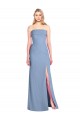 Usine Bleu poussiéreux Trompette Sans bretelle Mousseline Longue Robes demoiselle d'honneur