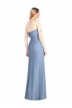 Usine Bleu poussiéreux Trompette Sans bretelle Mousseline Longue Robes demoiselle d'honneur