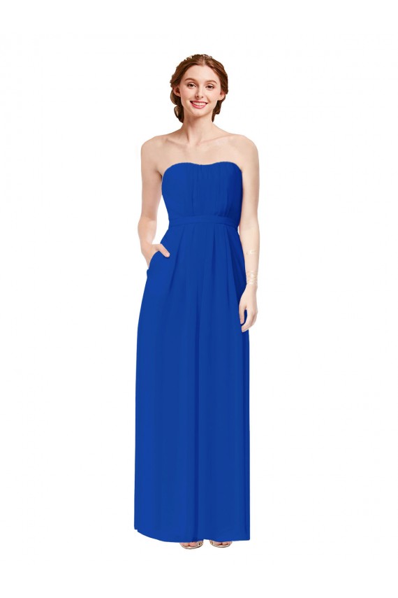 Usine Bleu roi Fourreau Mousseline Longue Robes demoiselle d'honneur