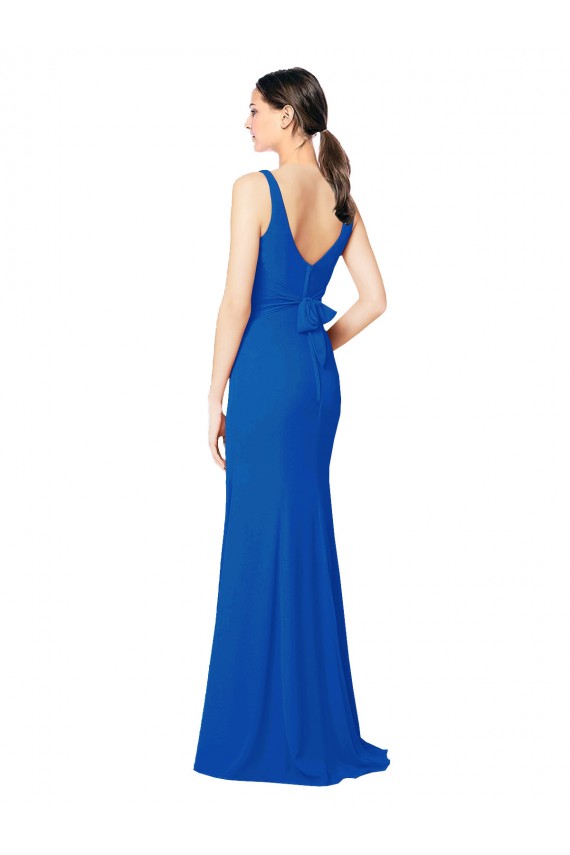 Usine Bleu roi Fourreau Mousseline Longue Robes demoiselle d'honneur