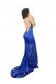 Usine Bleu roi Sirène Col Haut Dentelle Longue Robes demoiselle d'honneur / Robes de bal