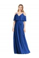Usine Bleu roi Trapèze Bretelles spaghetti Col V Mousseline Longue Robes demoiselle d'honneur