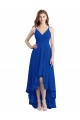 Usine Bleu roi Trapèze Bretelles spaghetti Mousseline Longue Asymétrique Robes demoiselle d'honneur