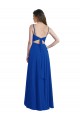 Usine Bleu roi Trapèze Bretelles spaghetti Mousseline Longue Asymétrique Robes demoiselle d'honneur