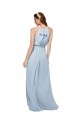 Usine Bleu roi Trapèze Col Haut Mousseline Longue Robes demoiselle d'honneur