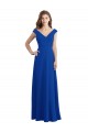 Usine Bleu roi Trapèze Col V Mousseline Longue Robes demoiselle d'honneur