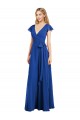 Usine Bleu roi Trapèze Col V Mousseline Longue Robes demoiselle d'honneur