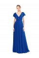 Usine Bleu roi Trapèze Col V Mousseline Longue Robes demoiselle d'honneur