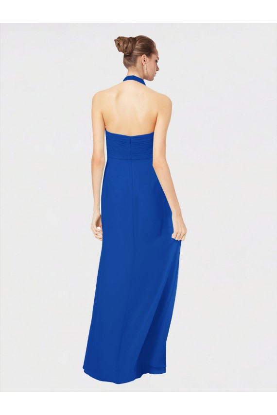 Usine Bleu roi Trapèze Licou Mousseline Longue Robes demoiselle d'honneur