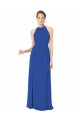 Usine Bleu roi Trapèze Licou Mousseline Longue Robes demoiselle d'honneur