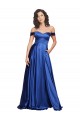 Usine Bleu roi Trapèze Épaule Dénudée Balayage train Satiné Stretch Longue Formelles Robes demoiselle d'honneur / Robes de soirée / Robes de bal