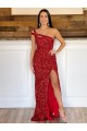 Usine Bordeaux Fourreau Balayage train Paillettes Velours Longue Robes de bal