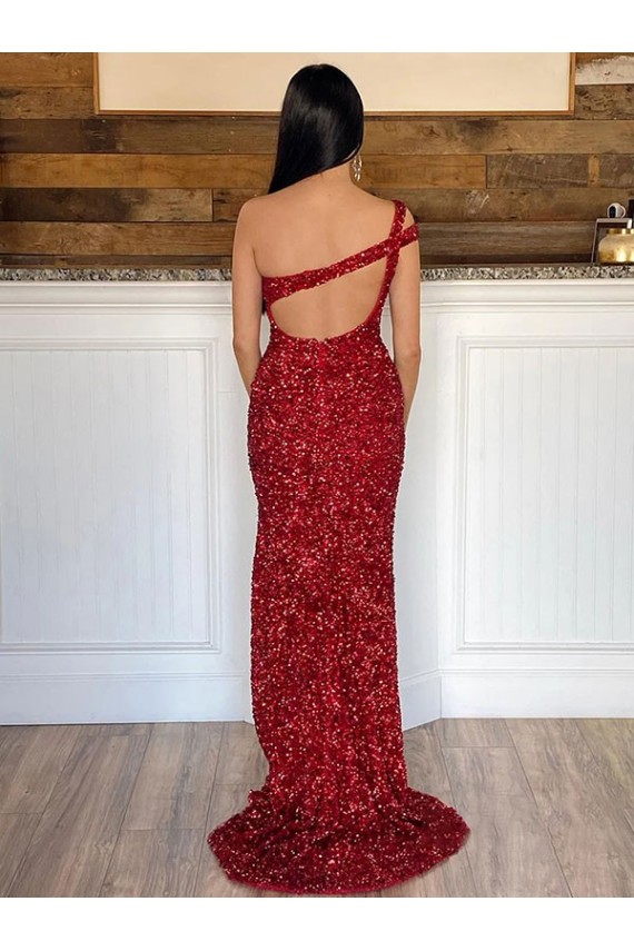 Usine Bordeaux Fourreau Balayage train Paillettes Velours Longue Robes de bal