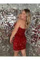 Usine Bordeaux Fourreau Courte Paillettes Velours Courte Robes de bal