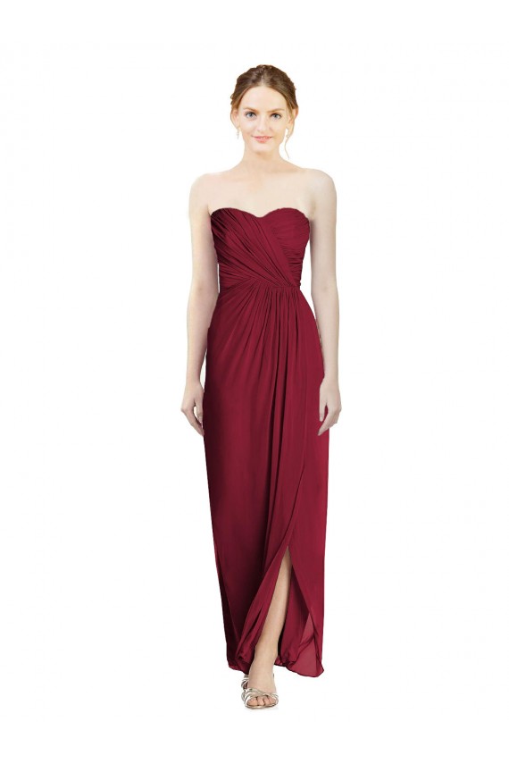Usine Bordeaux Fourreau Mousseline Longue Robes demoiselle d'honneur