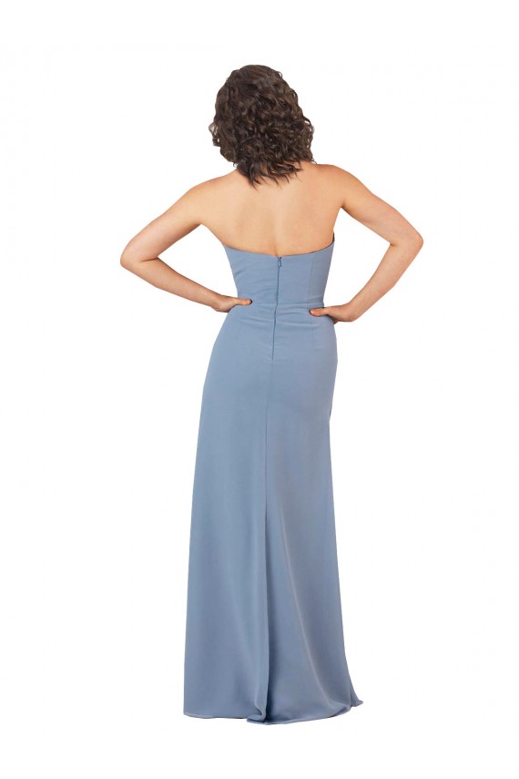 Usine Bordeaux Fourreau Sans bretelle Mousseline Longue Robes demoiselle d'honneur