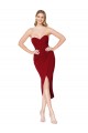 Usine Bordeaux Sirène Col Haut Crêpe Stretch Courte Asymétrique Robes demoiselle d'honneur / Robes de soirée / Robes de cocktail