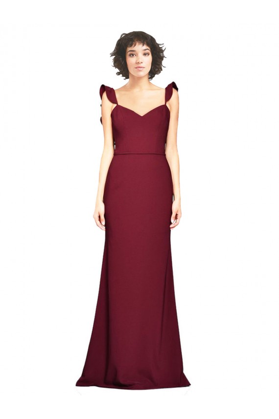 Usine Bordeaux Sirène Sans bretelle Crêpe Stretch Longue Robes demoiselle d'honneur / Robes de bal