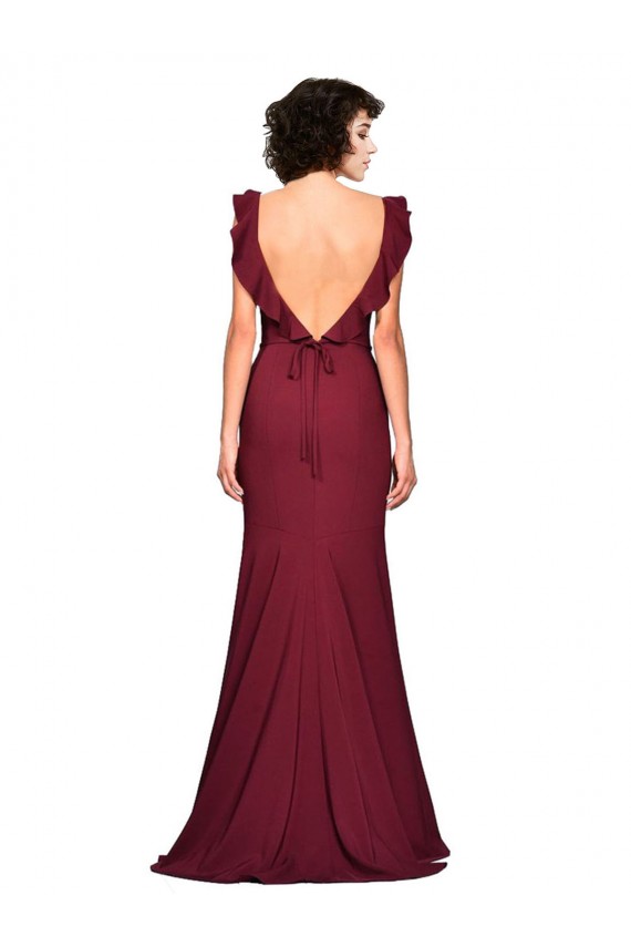 Usine Bordeaux Sirène Sans bretelle Crêpe Stretch Longue Robes demoiselle d'honneur / Robes de bal