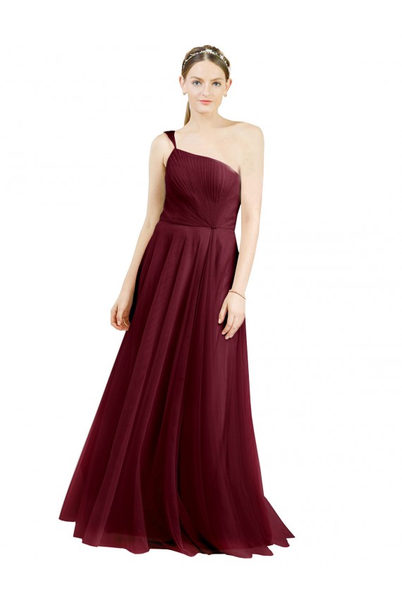 Usine Bordeaux Trapèze Tulle Longue Robes demoiselle d'honneur