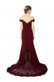 Usine Bordeaux foncé Sirène Épaule Dénudée Balayage train Crêpe Stretch Dentelle Longue Formelles Robes demoiselle d'honneur / Robes de soirée / Robes de bal