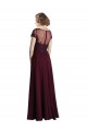 Usine Bordeaux foncé Trapèze Col bijou Tulle Mousseline Longue Robes demoiselle d'honneur