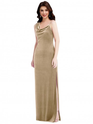 Usine Champagne Fourreau Velours Stretch Longue Formelles Robes demoiselle d'honneur / Robes de soirée / Robes de bal