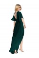 Usine Evergreen Trapèze Col rond Mousseline Longue Asymétrique Robes demoiselle d'honneur