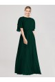 Usine Evergreen Trapèze Col rond Mousseline Longue Robes demoiselle d'honneur