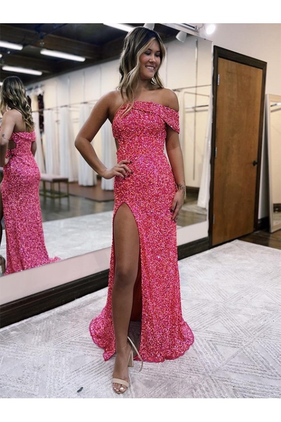 Usine Fourreau Balayage train Paillettes Velours Longue Robes de bal