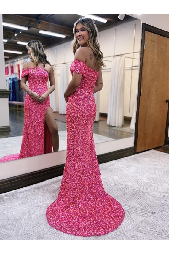 Usine Fourreau Balayage train Paillettes Velours Longue Robes de bal