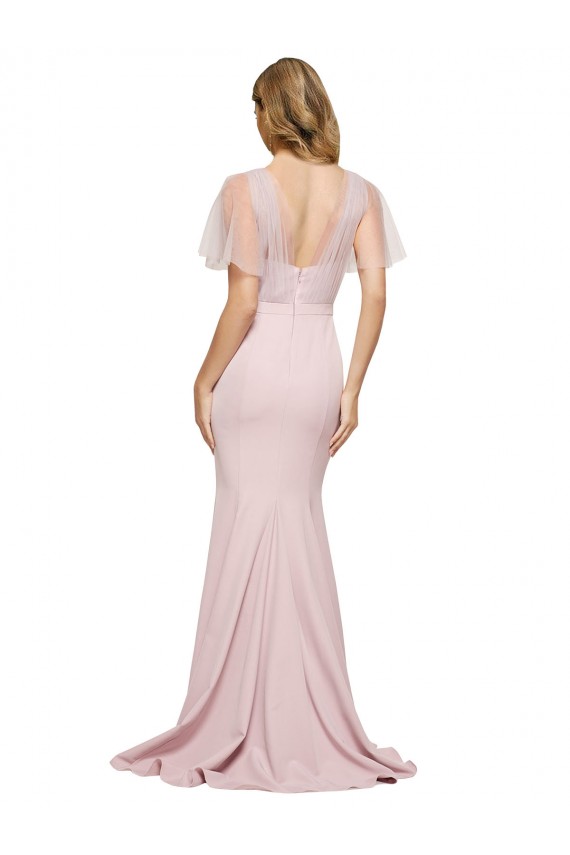 Usine Fourreau Crêpe Stretch Tulle Longue Formelles Robes demoiselle d'honneur / Robes de soirée / Robes de bal